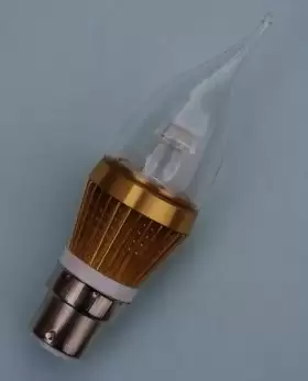 Dimmable LED Candle Bulb 1x3W Flame Tip BC- Gold